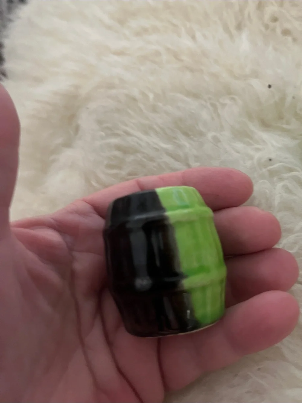 Green & Black Ceramic Barrel Salt and Pepper Set